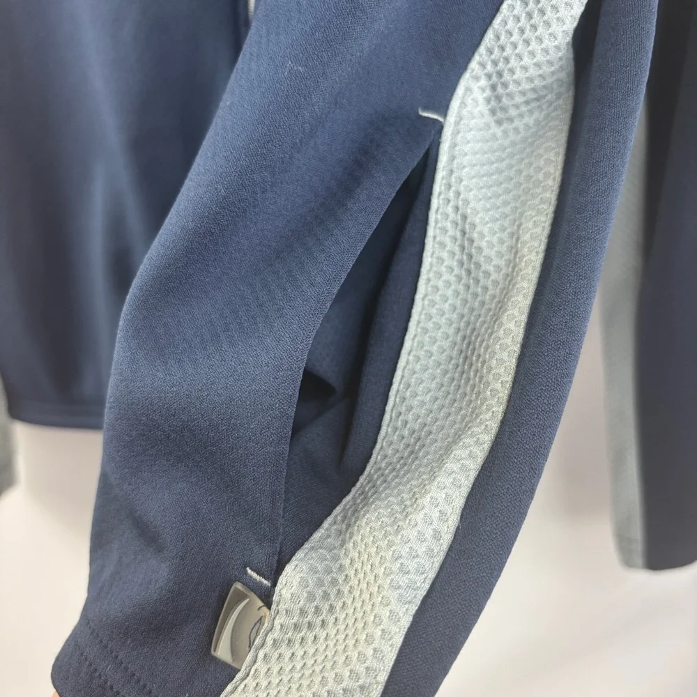 Alo Coolfit Mens Track Jacket Full Zip Navy Blue Gray Size Large - Picture 4 of 12